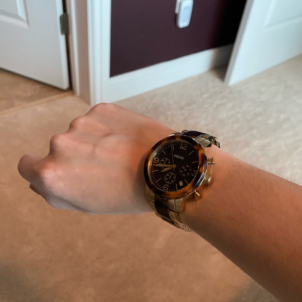 Tortoiseshell and Gold Fossil Watch (Women’s)
